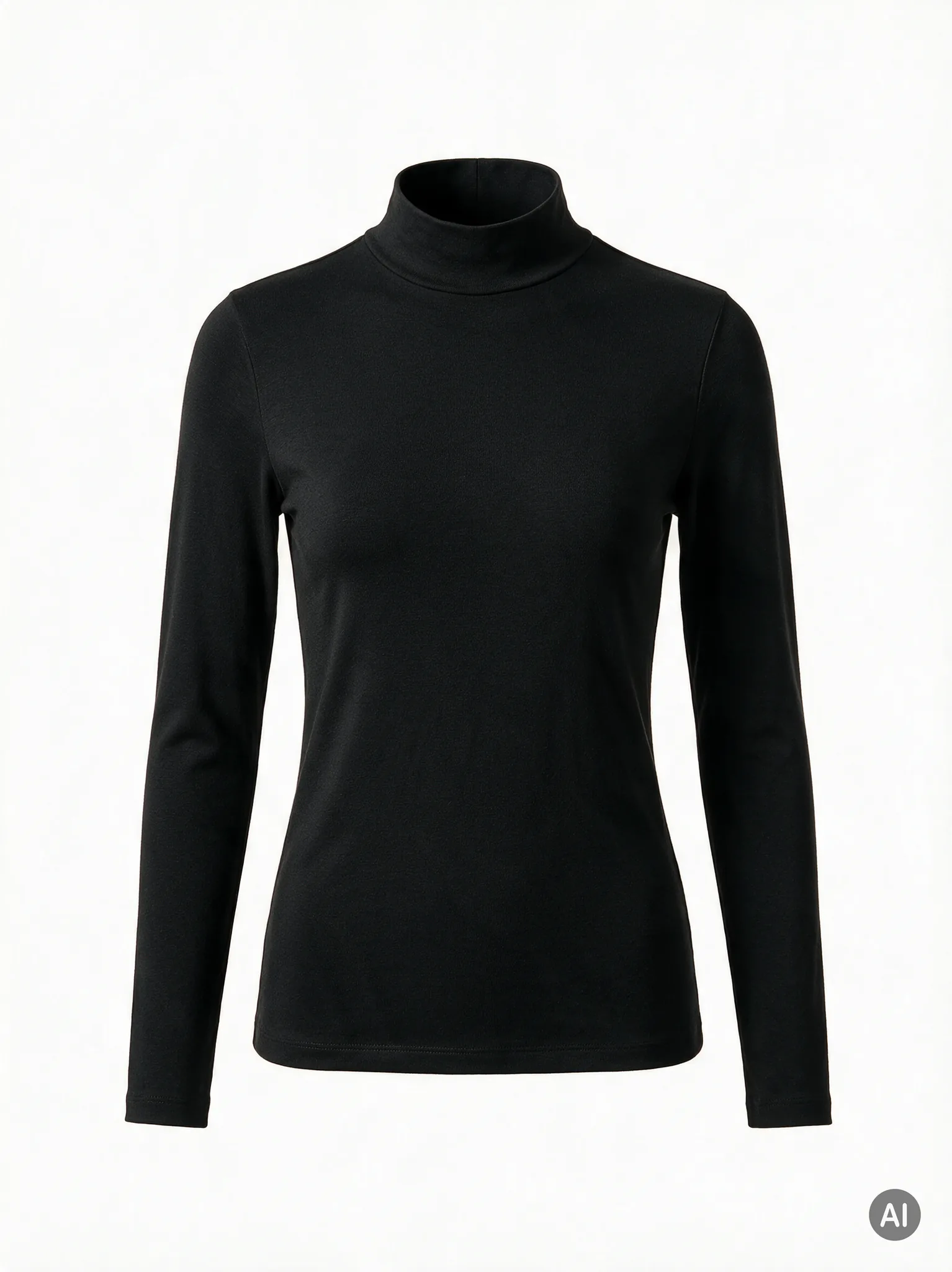 Schwarzer Rollkragenpullover, freigestellt